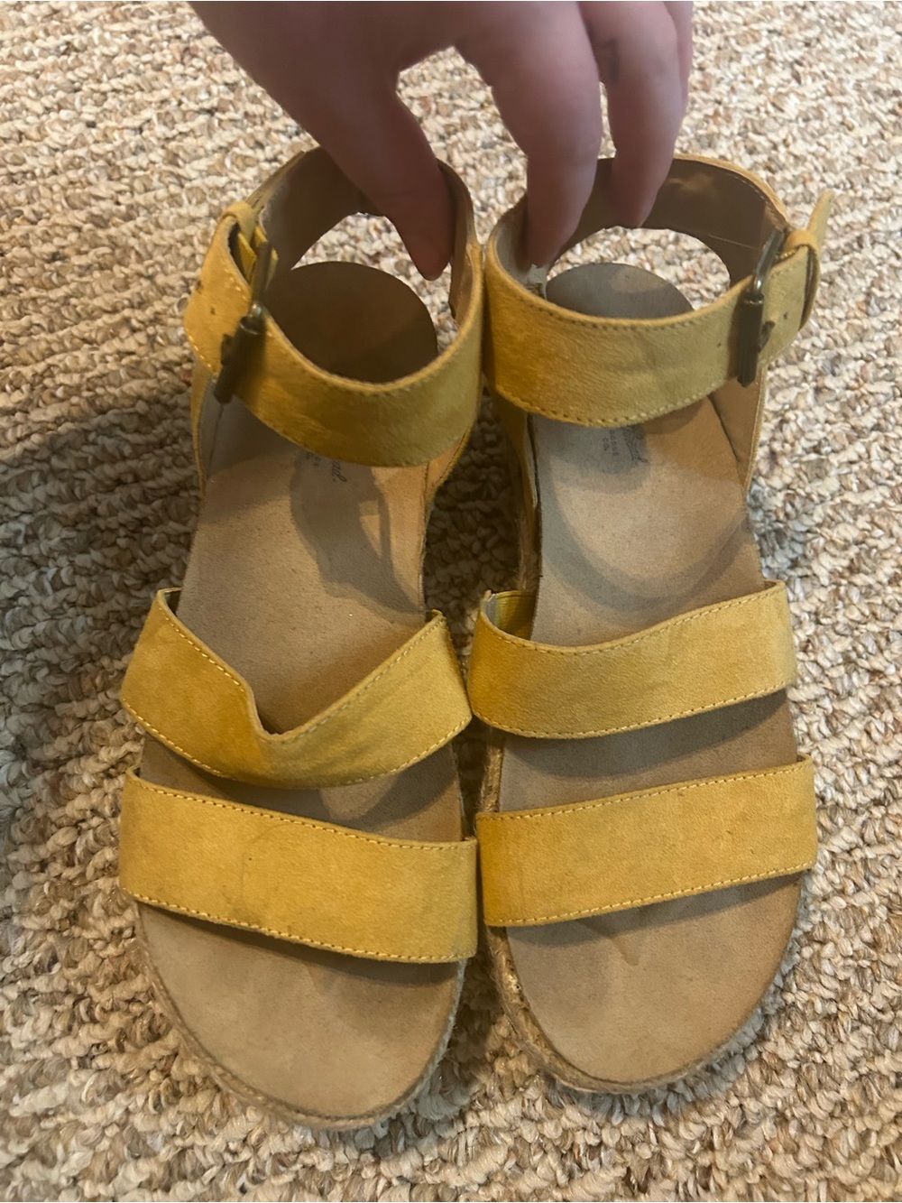 Yellow Suede Strappy Flat Sandals